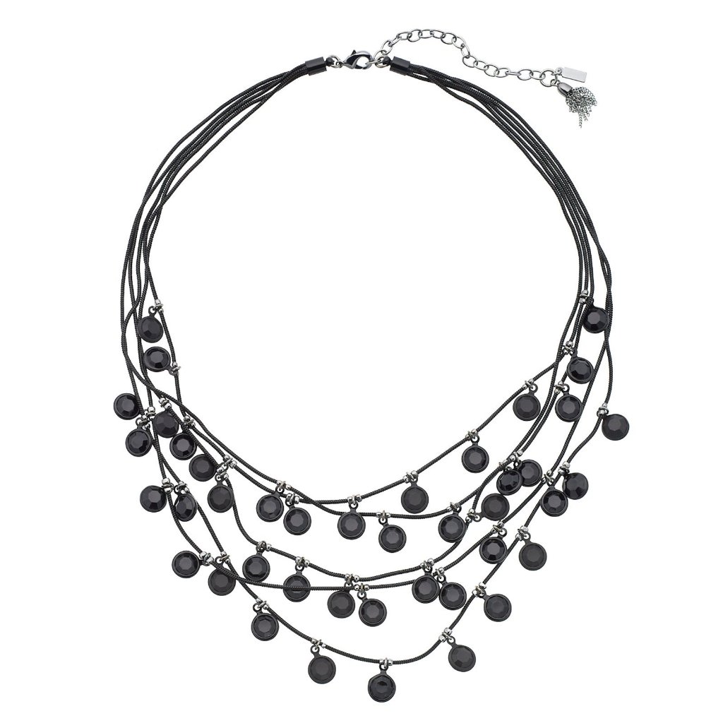 Nwt Simply Vera Vera Wang Black Beaded Multi-Strand Layered Necklace - Os 16$